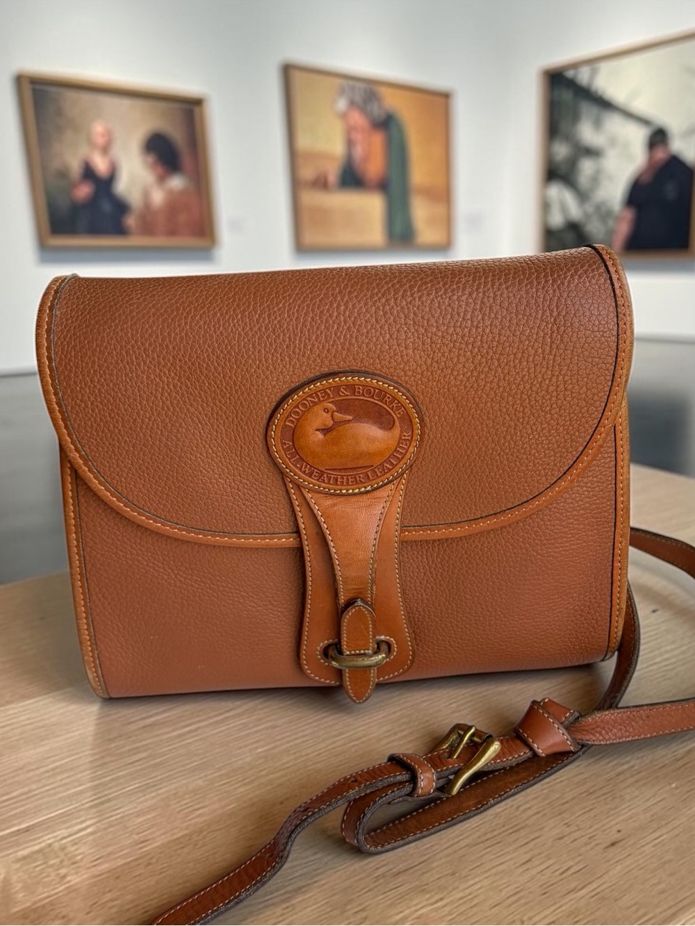 Vintage Dooney & Bourke Pebble Leather Crossbody in Cognac Brown